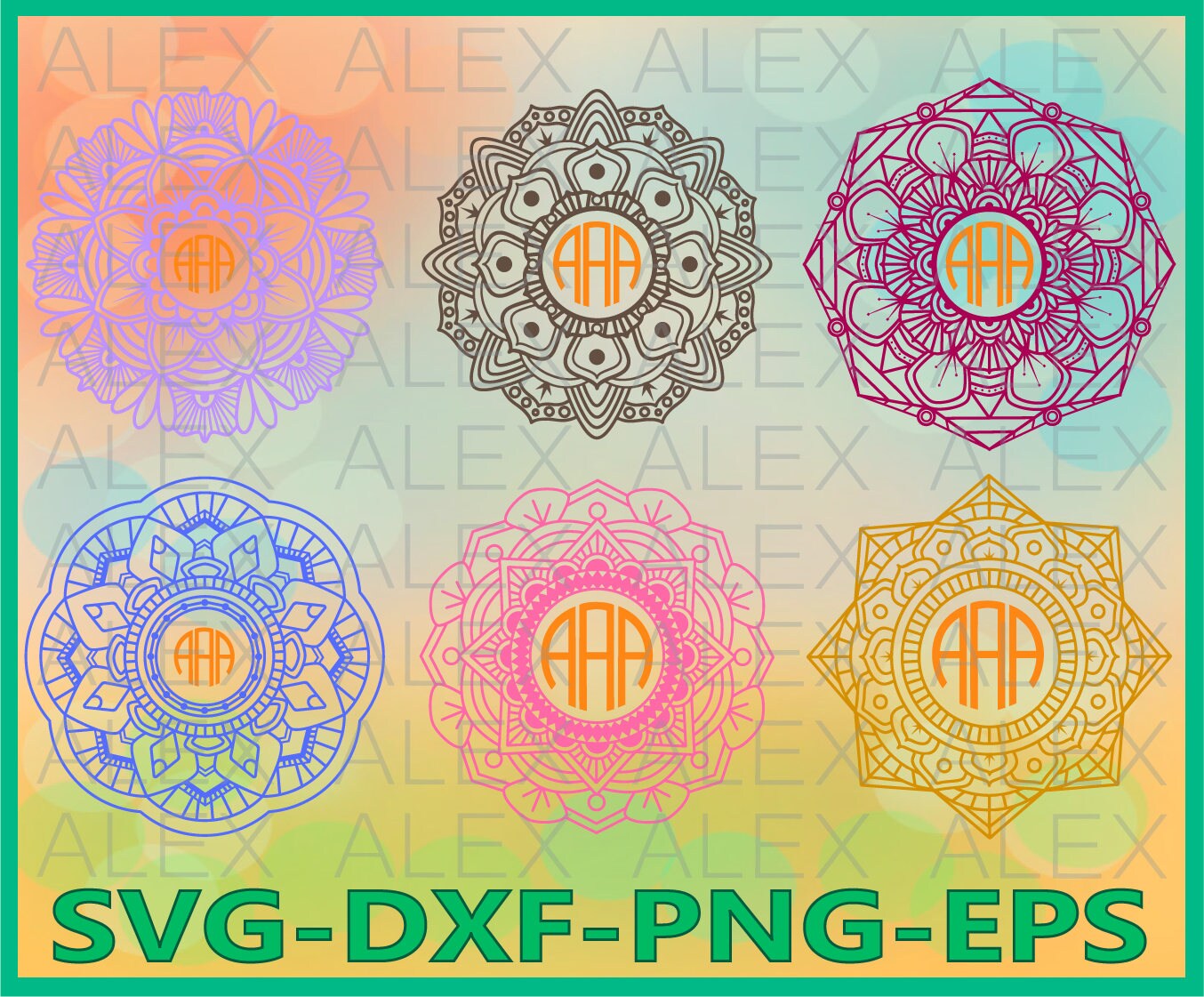 Download 70% OFF Mandala Circle Monogram Frames SVG Mandala svg | Etsy