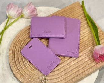 pastel customized passport, luggage tag and name card holder , PERSONALIZED, FREE embossed name, gifts, 18 colors, wedding favors