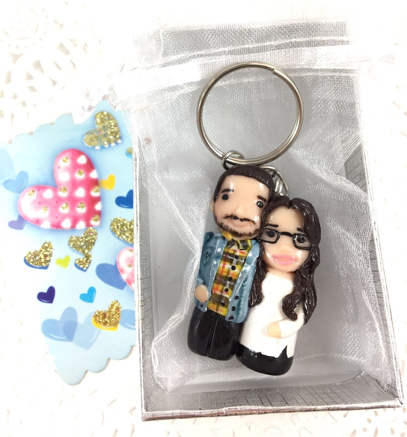Girlfriend Boyfriend Keychain Gift Custom Couples Portrait Etsy