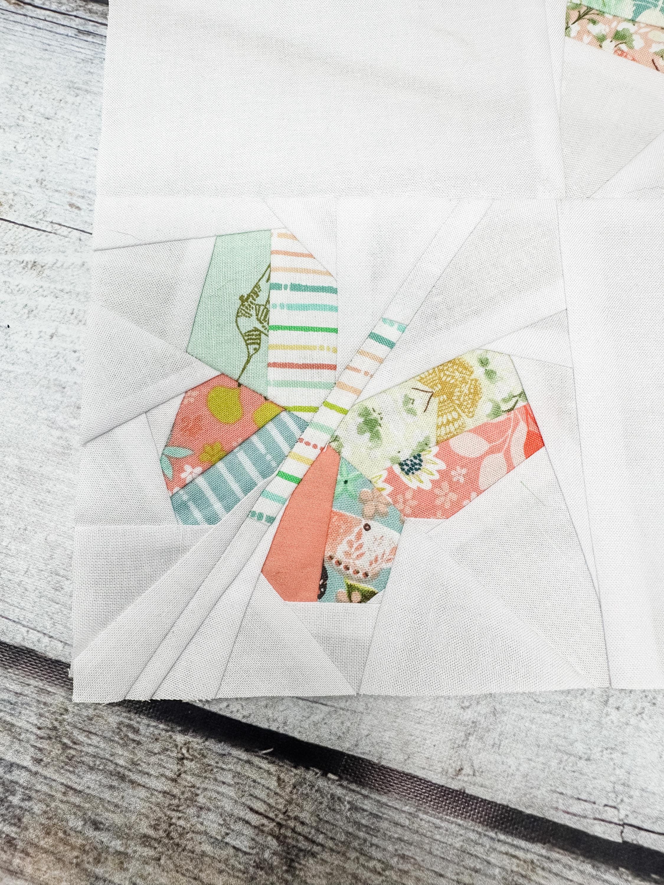 Double Butterfly FPP Quilt Block Precise Sewing Pattern for Spring, 5 ...