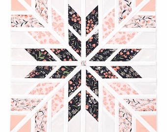 Feathered Star Quilt Block Pattern PDF, Foundation Paper Piecing Star, 5 Sizes, Companion Video on YT for Sewing Help