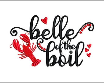 Belle of the Boil Crawfish Embroidery File Download, DIY Crafting, Machine File, Multiple File Formats, 4x4 5x7 6x10, Mardi Gras Beads