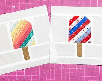 Striped Popsicle FPP Quilt Pattern | Foundation Paper Piecing Summer Quilt Block | Modern Ice Cream Quilt Pattern | PDF Instant Download