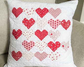 Endless Love Quilted Heart Pillow FPP Sewing Pattern, Scrap Sewing, PDF Instant Download, Valentines Crafting DIY Full Instructions Included