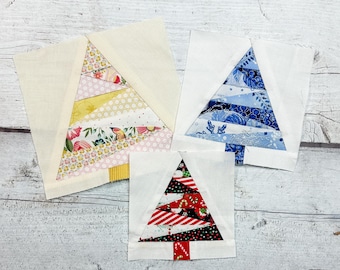 Christmas Tree FPP Quilt Block Simple Sewing Pattern, 4 Sizes, PDF Instant Download, Foundation Paper Piecing, Holiday Crafting DIY