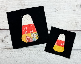 Candy Corn FPP Quilt Block Simple Sewing Pattern for Halloween, 5 Sizes, PDF Instant Download, Foundation Paper Piecing