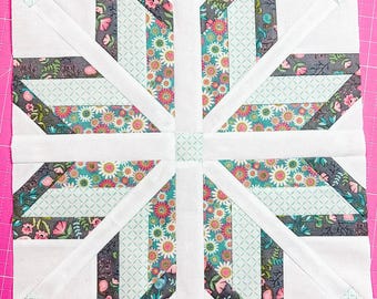 Patrón de bloque de colcha de flor de Pascua / Patrón de patchwork con papel (FPP) / PDF de colcha navideña / Bloque de colcha festiva / Descarga digital
