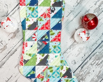 Noel Christmas Stocking Simple Sewing Pattern, Use with Jelly Roll Strips, PDF Instant Download, Holiday Crafting DIY Full Instructions Incl
