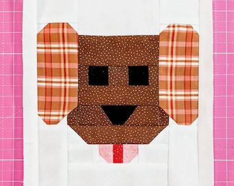 FPP Puppy Face Quilt Block Pattern | Foundation Paper Piecing Dog Pattern | Cute Dog Quilt Block PDF | Beginner Friendly, 7 Sizes Included