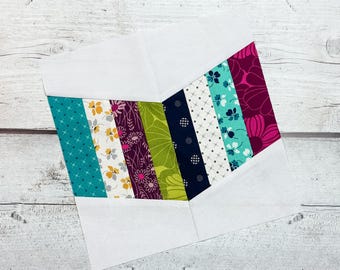Scrappy Chevron FPP Quilt Block Simple Sewing Pattern, 6 Sizes, PDF Instant Download, Foundation Paper Piecing, Crafting DIY