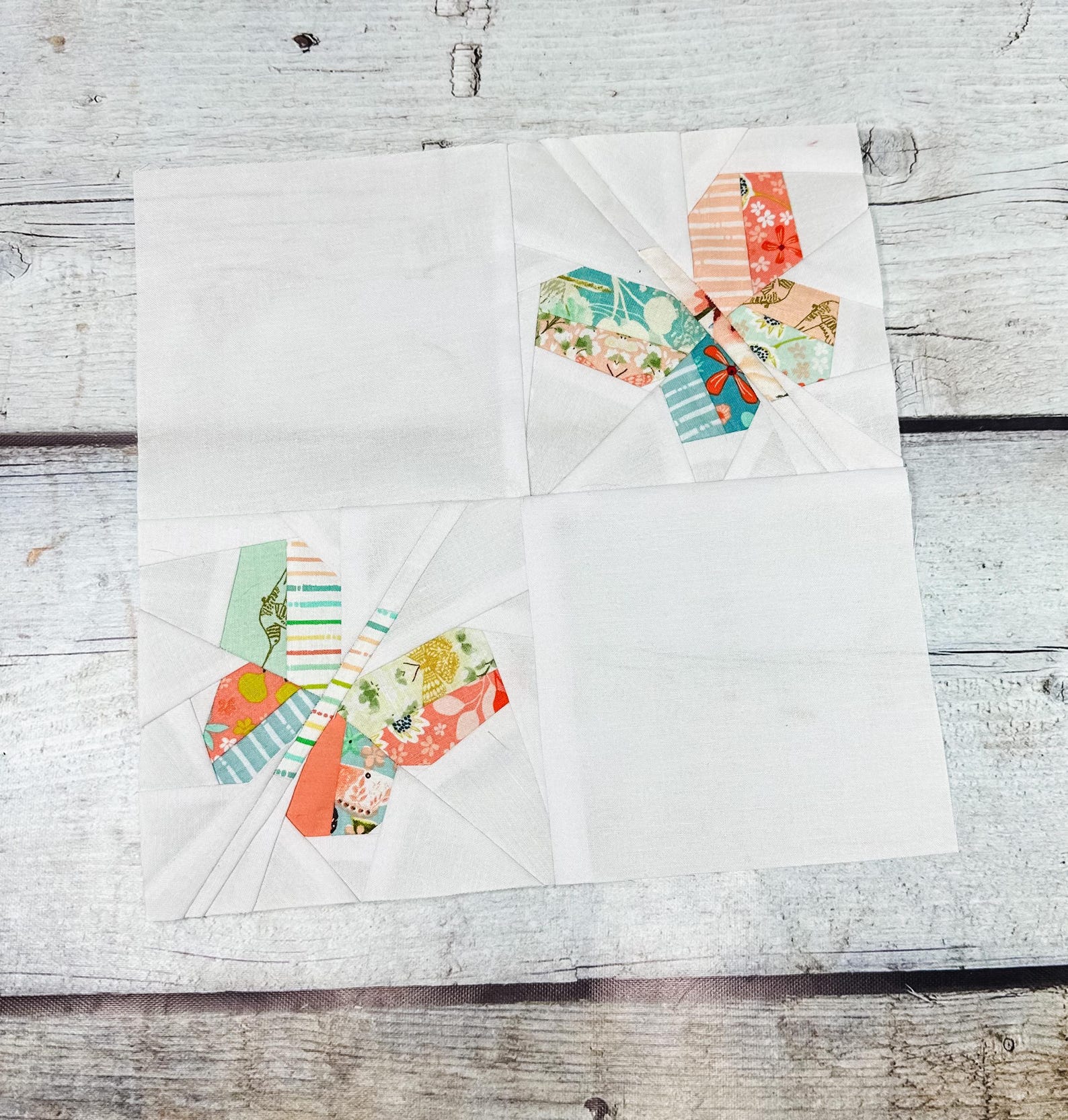 Double Butterfly FPP Quilt Block Precise Sewing Pattern for Spring, 5 ...