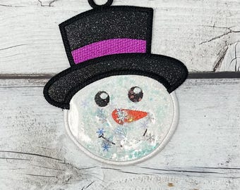 In The Hoop Snowman Ornament With Glitter Pouch Embroidery File Download, DIY Crafting, Machine File, Applique, Free Standing ITH Christmas