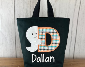 Personalized Kids Halloween Bag, Trick or Treat Bag, Appliqued Bag, Customized Embroidered Bag, Candy Bag, Glow in the Dark Name