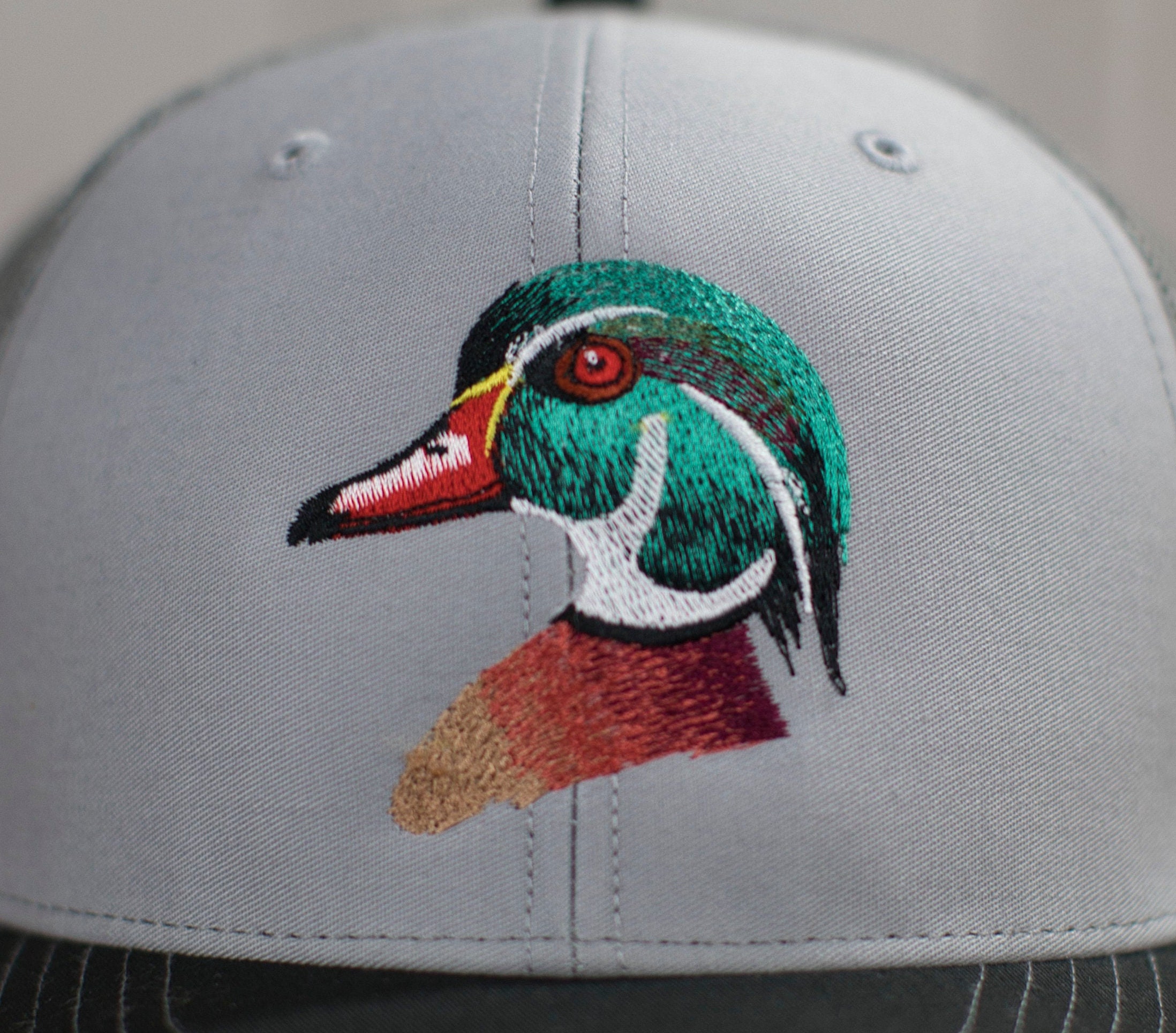 Duck Hat Duck Hunting Hat Embroidered Duck Dad Hat Wood Etsy