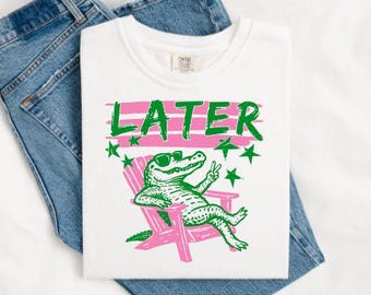 Later Alligator PNG, Funny Animal, Trendy Animal, Chill Gator, Digital Design