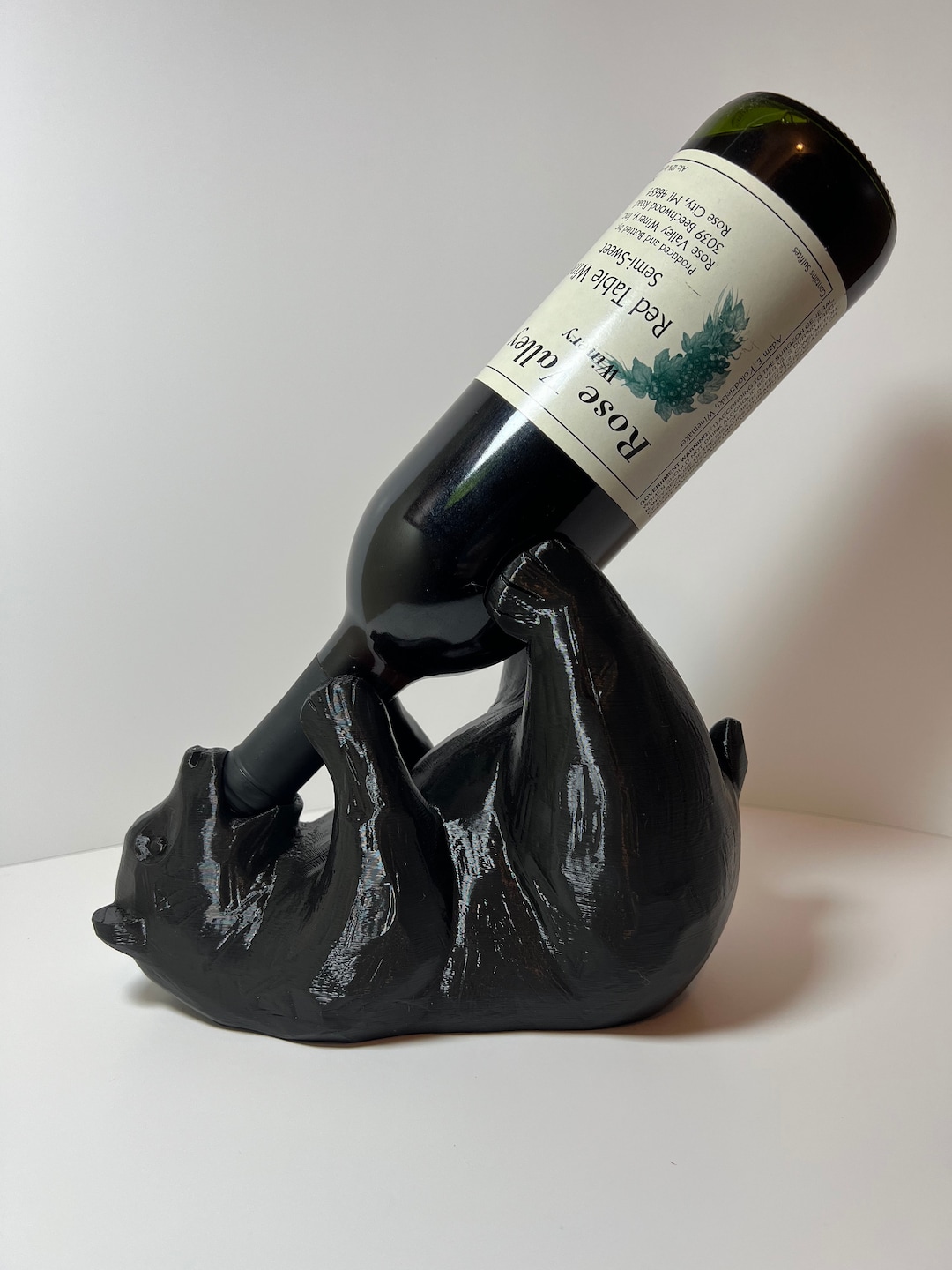 3D Printed Wine Holder Black Bear Wine Holder Unique Wine Etsy