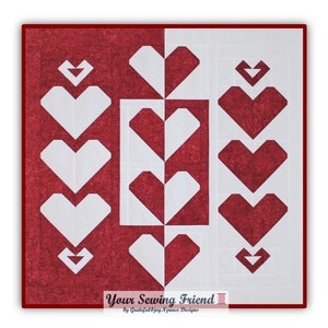 PDF pattern for Blended Hearts quilt - 32" baby quilt or wall quilt, with options for lap quilt or twin size quilt