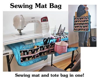 Sewing Mat Bag PDF Pattern: sewing machine mat and tote bag with pockets and ironing pad