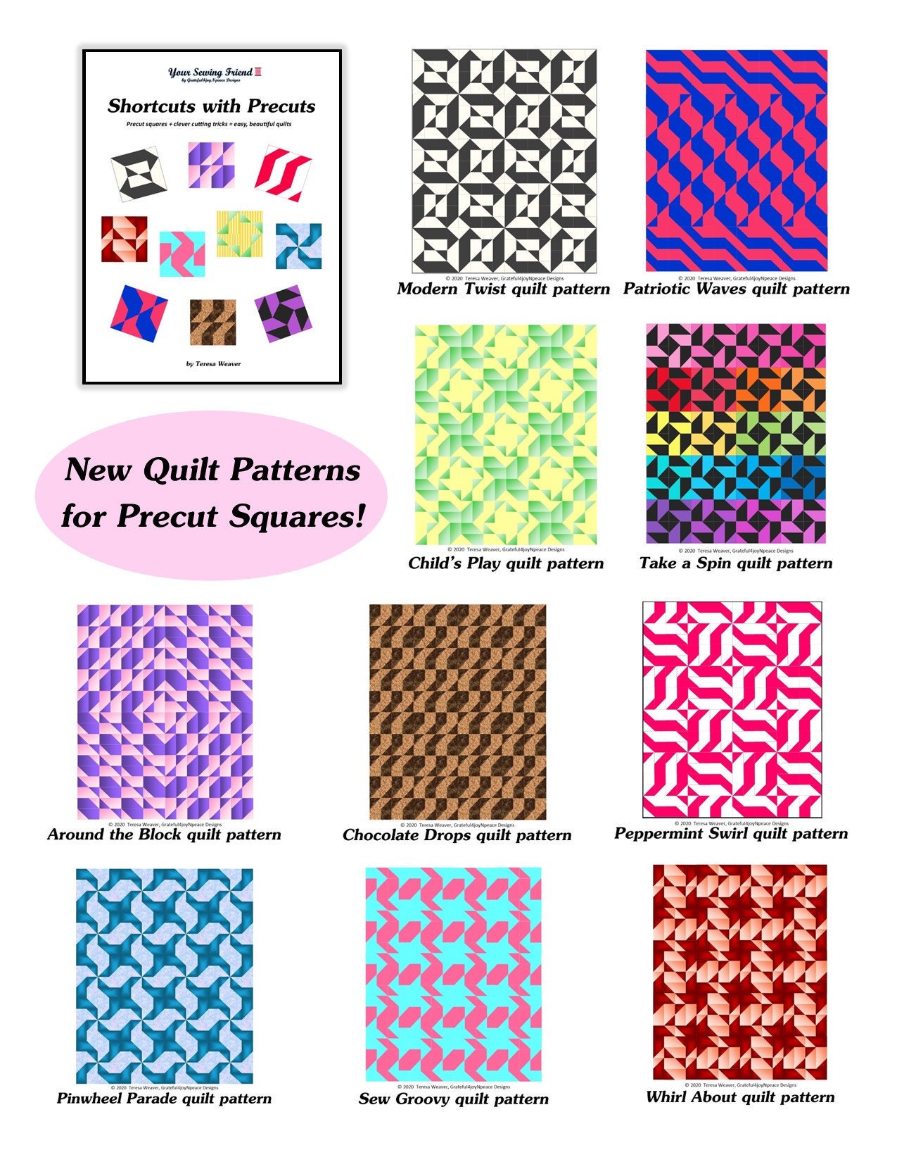 PDF Quilt pattern collection for precut squares and yardage Etsy