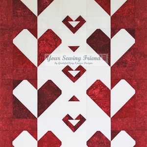 PDF pattern for 24 x 35 Friendship Hearts quilt image 1