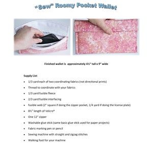 PDF wallet pattern for cell phone/checkbook wallet with back zipper pocket image 5