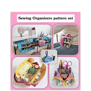 PDF DOWNLOAD 5 pattern set for sewing organizers: Sewing Mat Bag/Mini Iron Caddy/Catch-all Cutie/Take-along Tool Apron/Travel Sewing Caddy