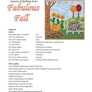 PDF quilt pattern for applique fall wall quilt with miniature quilt, sunflowers, and pumpkin: Season of Quilting Series image 6