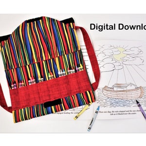 PDF pattern for coloring books/crayons backpack sized to fit young child: digital download image 1