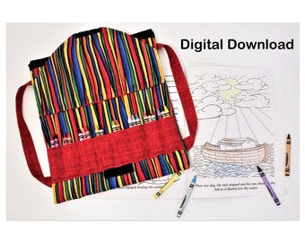 PDF pattern for coloring books/crayons backpack sized to fit young child: digital download