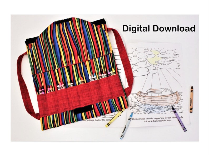 PDF pattern for coloring books/crayons backpack sized to fit young child: digital download image 1