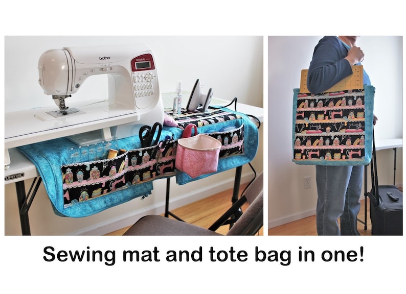 PDF PATTERN Sewing Mat Bag for sewing machine mat organizer/tote bag: travel tote for sewing with ironing pad, pincushion, trash catcher image 1