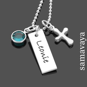 Naamketting graveren ZEGEN 925 zilveren sieraden met gravure cadeau voor bevestiging communie jeugd wijding kruis kruisketting