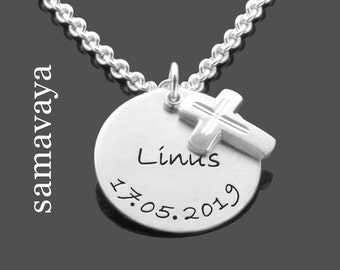 Communieketting voor jongens, communieketting met gravering, heilige zilveren ketting, gepersonaliseerde naamketting, communie, communie, communiegeschenk, communie