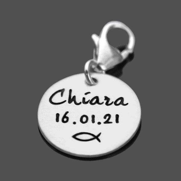 Geschenk Charm Taufanhänger Taufcharm MEINE TAUFE 925 Silberanhänger Gravur personalisiert Taufgeschenk Taufschmuck Namen Patenkind Datum