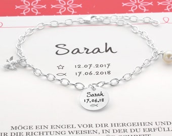 TAUFARMBAND MIT GRAVUR Deine Taufe Engel 925 Sterling Silber Schmuck Taufkette Mädchen Kinderarmband Schmuck zur Taufe für Kinder samavaya