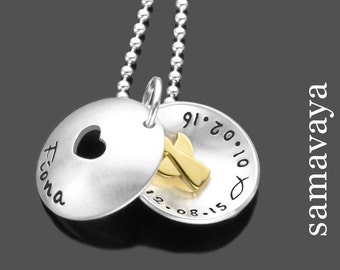 Taufkette Mädchen Schutzengel Gravur Herz HERZCHEN ENGEL 2.0 925 Silber personalisiertes Geschenk zur Taufe Jungen Taufschmuck Name Datum
