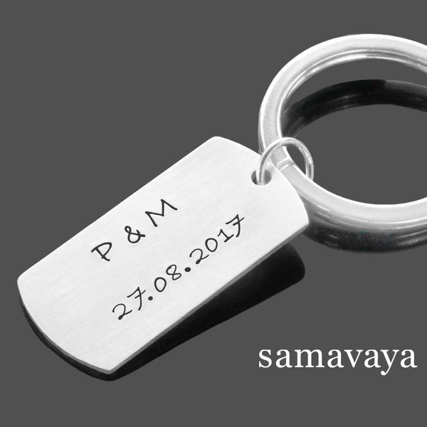 Schlüsselanhänger Schlüsselring Gravur DOG TAG 925 Silber Anhänger Schlüsselbund personalisiert Geschenk Mann Freund Jahrestag Männer