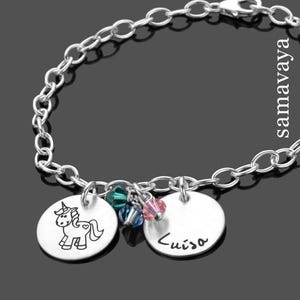 Kinderarmband Gravur EINHORN REGENBOGEN 925 Silberarmband Kinderschmuck Unicorn