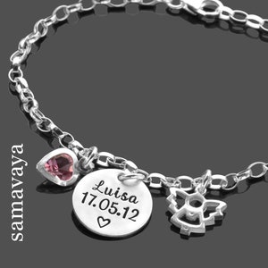 Baptism jewelry baptism bracelet baptism gift girl engraving silver MY TAUFE ENGELCHEN guardian angel heart crystal personalized engraved