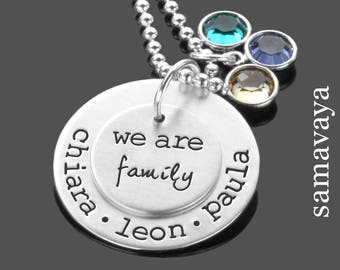 Familienkette Gravur Kette Kinder Namen OUR FAMILY 925 Silber Familienschmuck Kindernamen family necklaces custom hand stamped