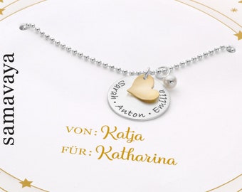 Familienkette Kette Mama Kindernamen Namenskette Damen Gravur MEINE FAMILIE 925 Silber mit Geschenkbox Geschenkschachtel personalisierbar