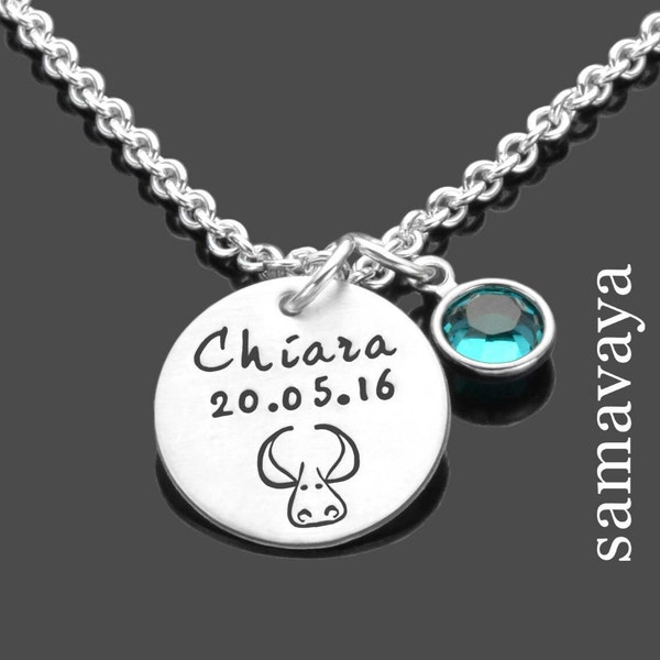 Christening chain necklace engraving MY ZODIAC 925 silver chain children's jewelry name chain zodiac
