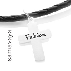 Ketting Communie Jongen Meisje CROSS 2.0 925 Zilveren Leren Ketting Gravure Cadeaubevestiging Jeugd Toewijding Bevestiging Gepersonaliseerde Kruisketting