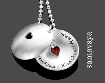 Collier de famille collier de nom avec gravure IN MY HEART Family 925 collier en argent avec nom et coeur cadeau femme petite amie