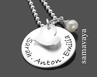 Familienkette Kette Kindernamen Gravur Silber Herz MY LOVED ONES Namenskette personalisiert Familienschmuck Kette Herz Namen von Samavaya