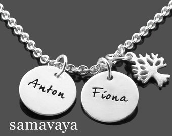 Kette mit Namen MEINE LIEBEN Lebensbaum Familienbaum Namenskette aus Silber mit Gravur name necklace personalized personalisierter Schmuck