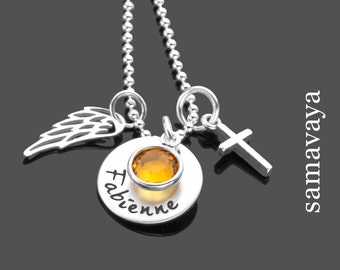 Chain Confirmation Girl Confirmation Cross GLOSSY 925 Silver Chain Angel Wings Communion Youth Consecration Gift