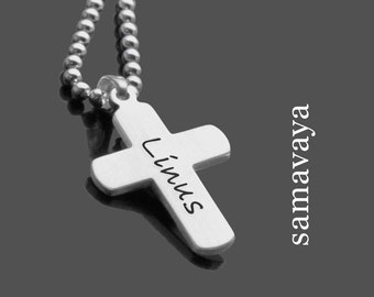 Taufkette Taufgeschenk Junge Jungs KREUZ 925 Silberkreuz Taufe Gravur personalisiert personalized Taufpate Taufpatin Jungen Samavaya