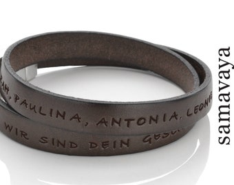 personalisiertes Männer Armband Gravur Leder MY MESSAGE MEN Darkbrown Lederarmband Herren braun Herrenarmband Kindernamen Text Lebensmotto