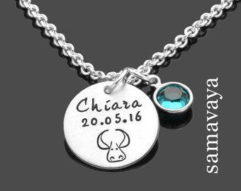 Chaîne de baptême collier gravure MON ZODIAQUE chaîne en argent 925 bijoux pour enfants chaîne de nom zodiaque